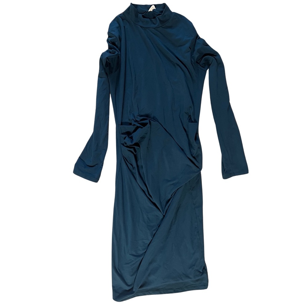 Pinkblush Blue Long Sleeve Maternity Sheath Dress turtleneck